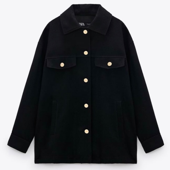 NEW Zara Wool Gold Button Shacket/Shirt Jacket S,L - Picture 3 of 5